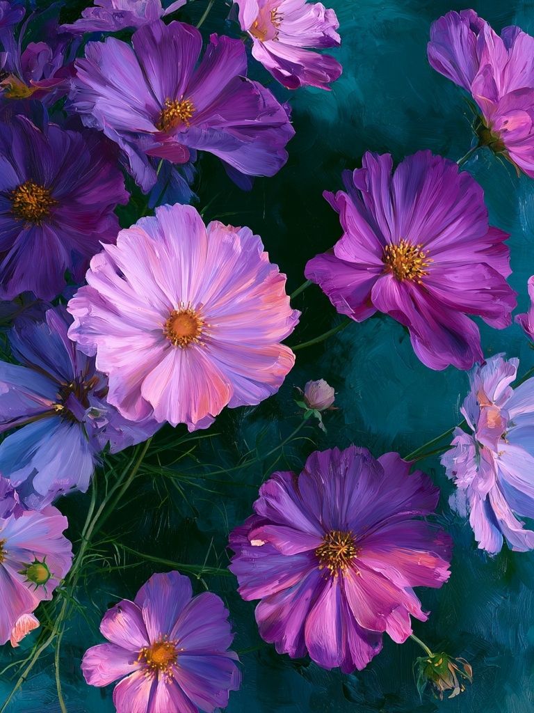 Purple Cosmos Floral Print. poster detail