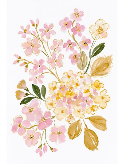 Pastel Cherry Blossom Botanical Print. poster