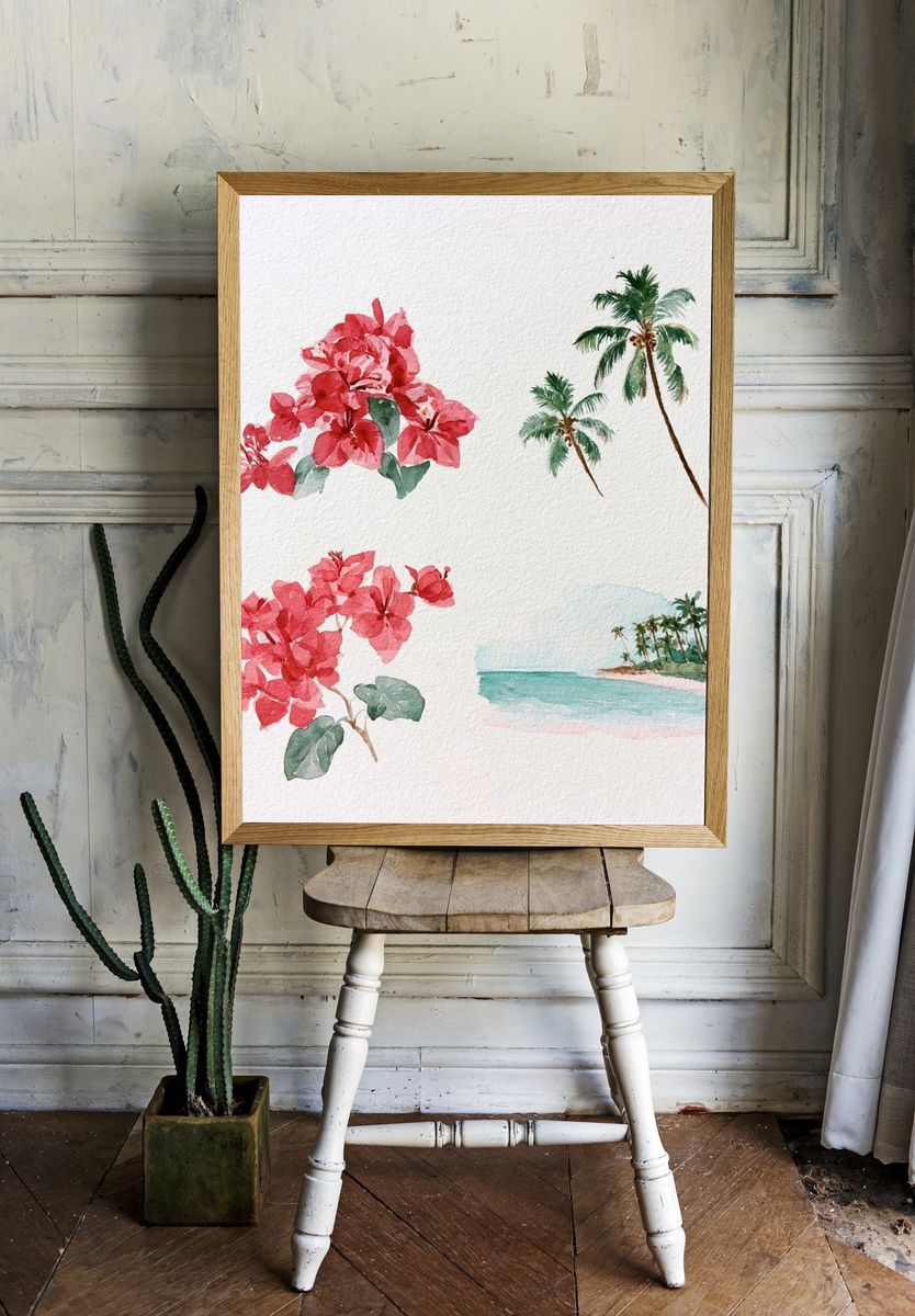 Tropical Watercolor Botanical Poster. room preview