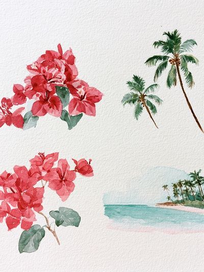Tropical Watercolor Botanical Poster. poster print