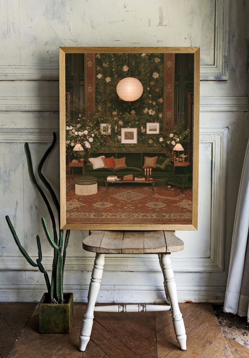 Botanical Velvet Salon Photography Poster. room preview