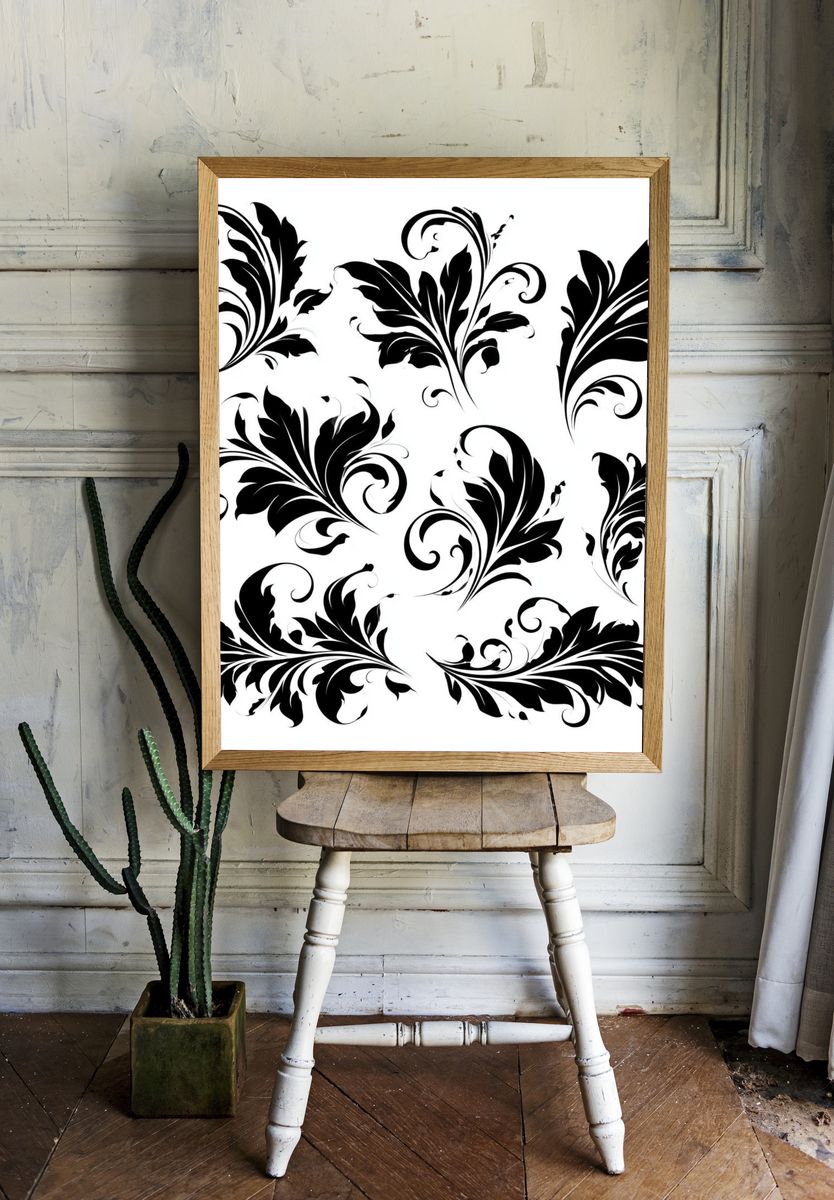Baroque Floral Ornament Poster. — room view 1