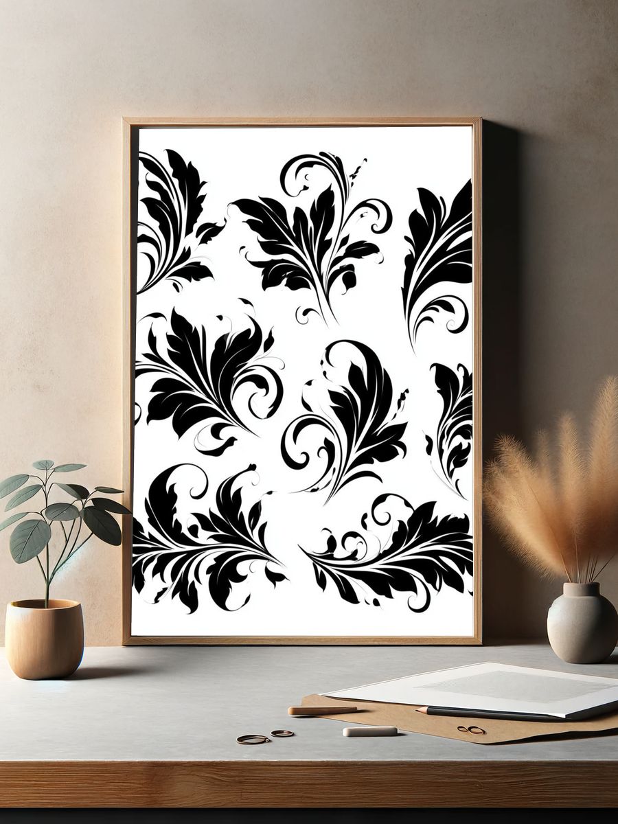Baroque Floral Ornament Poster. — room view 2