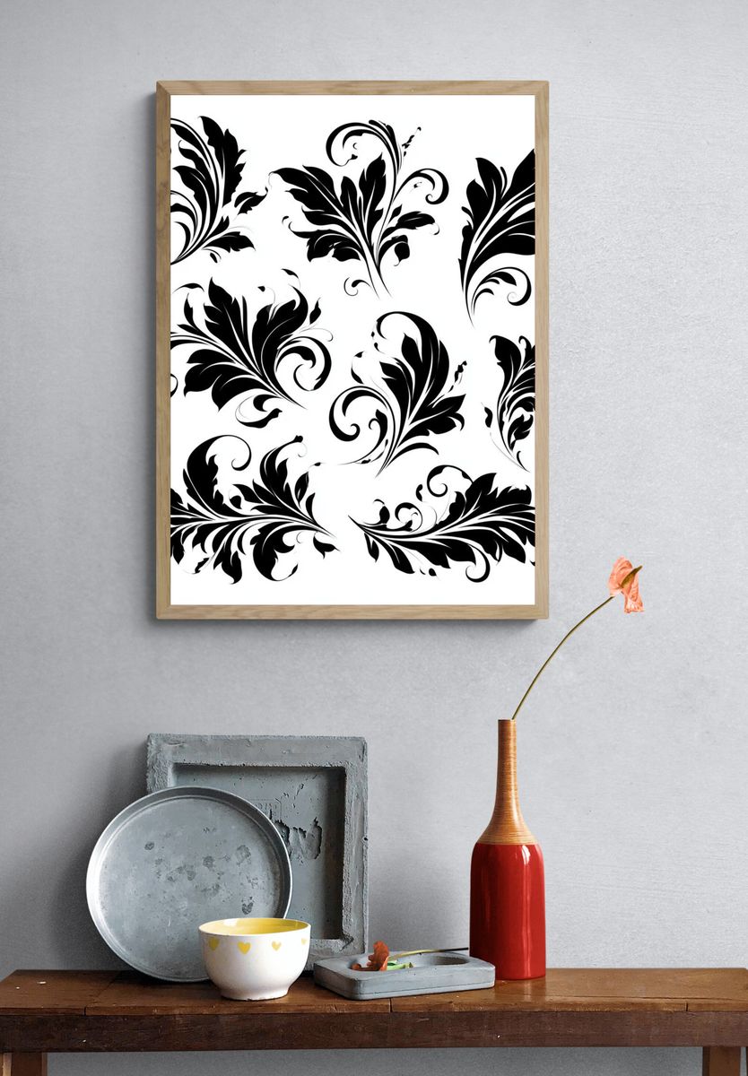 Baroque Floral Ornament Poster. — room view 3