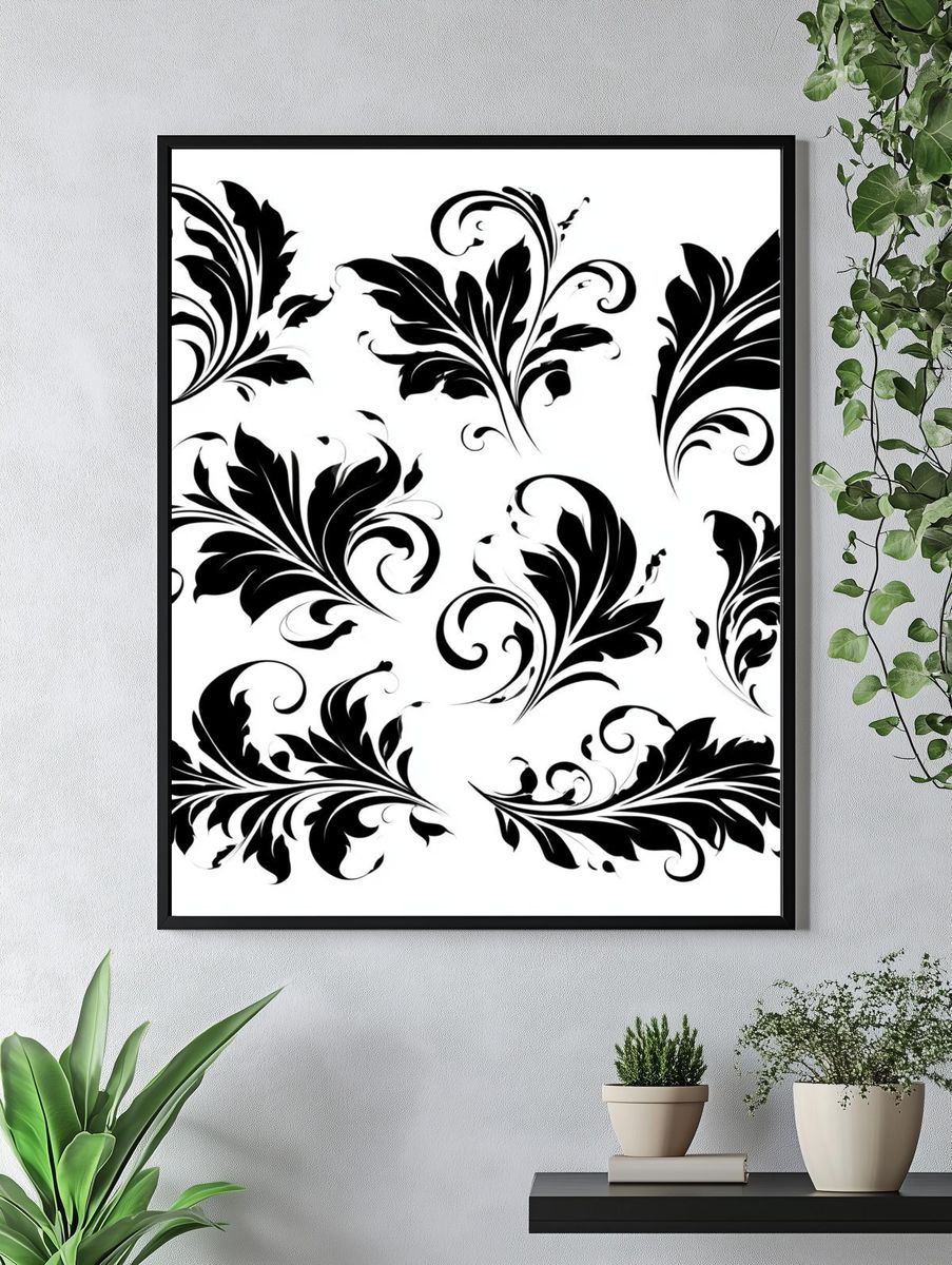 Baroque Floral Ornament Poster. — room view 4