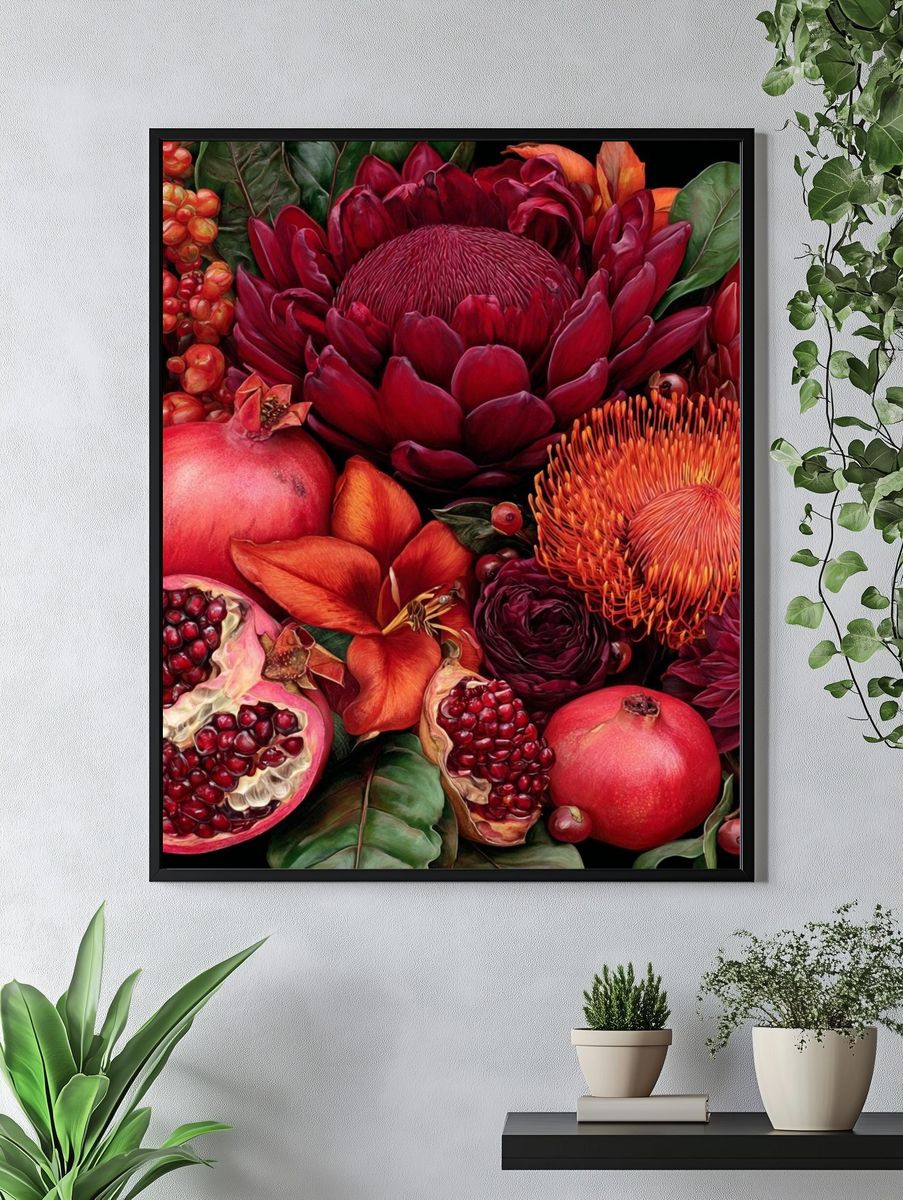 Pomegranate Bloom Botanical Print. — room view 4