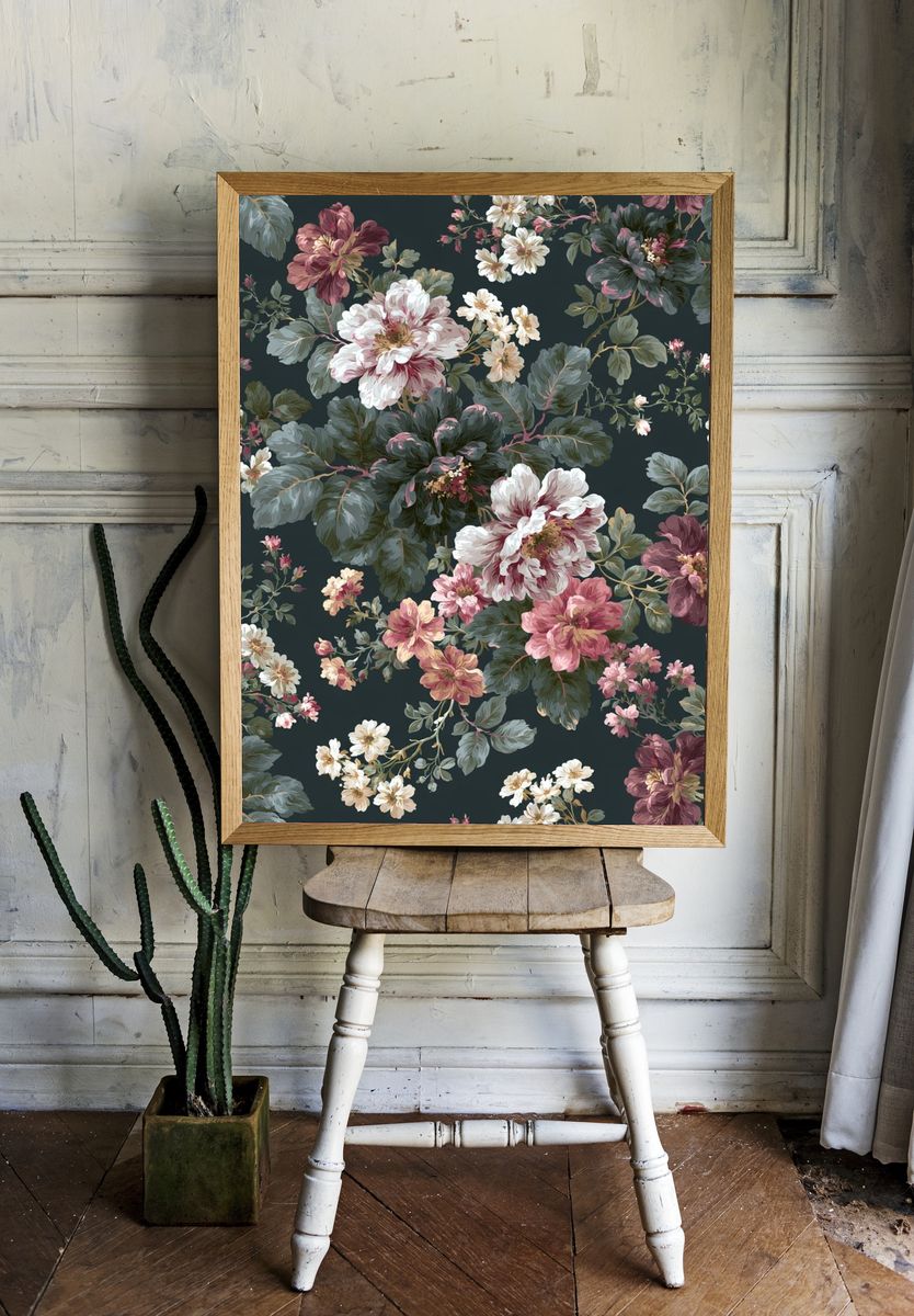 Floral Chinoiserie Pattern Print. room preview