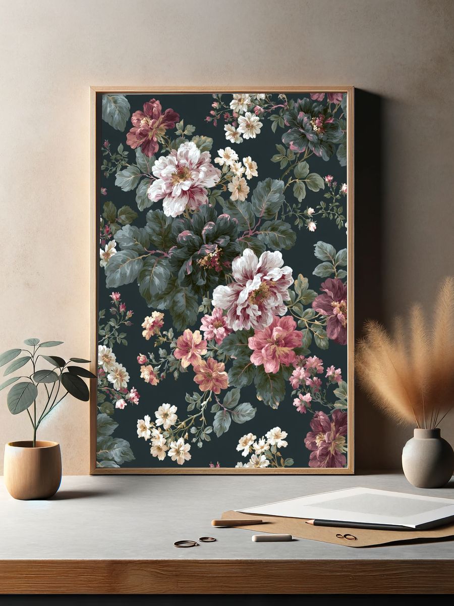 Floral Chinoiserie Pattern Print. — room view 2