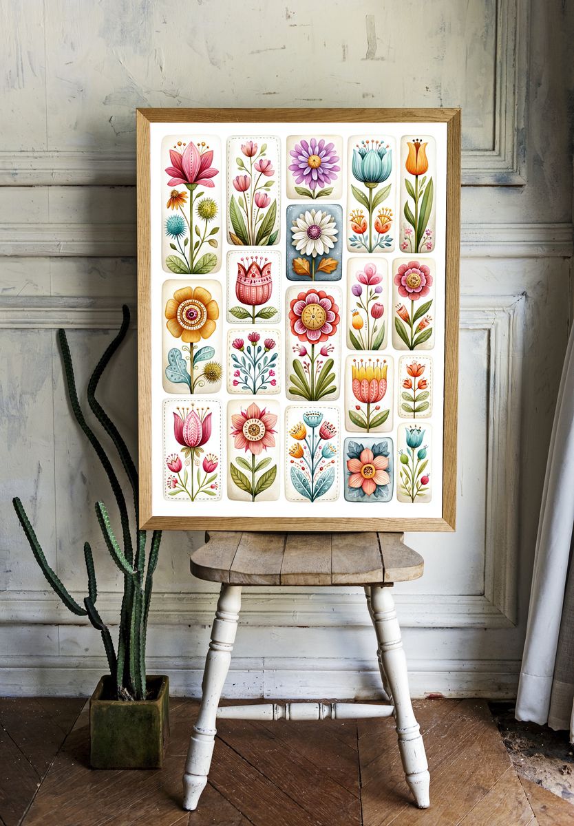 Whimsical Floral Bouquet Poster. — room view 1