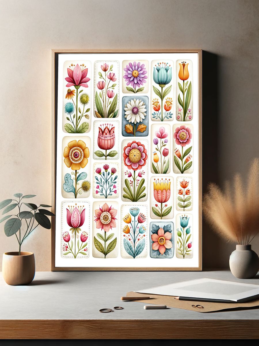 Whimsical Floral Bouquet Poster. — room view 2
