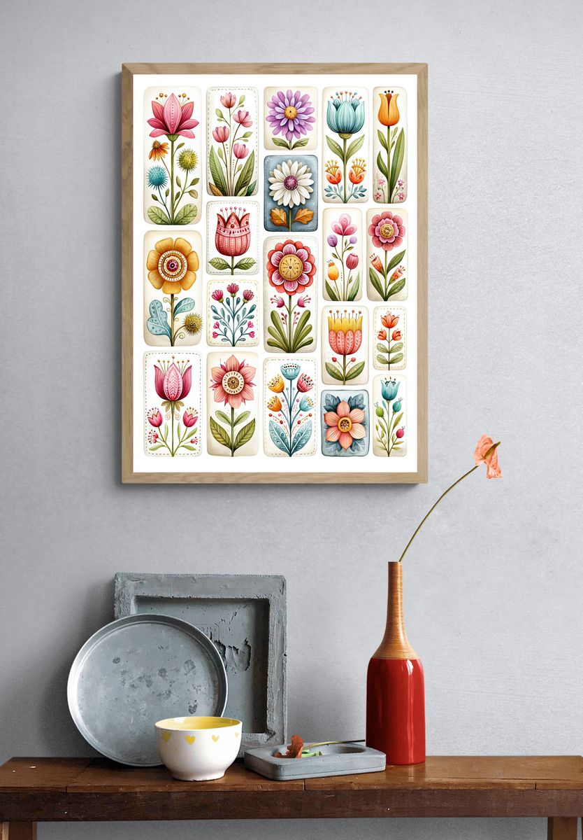 Whimsical Floral Bouquet Poster. — room view 3