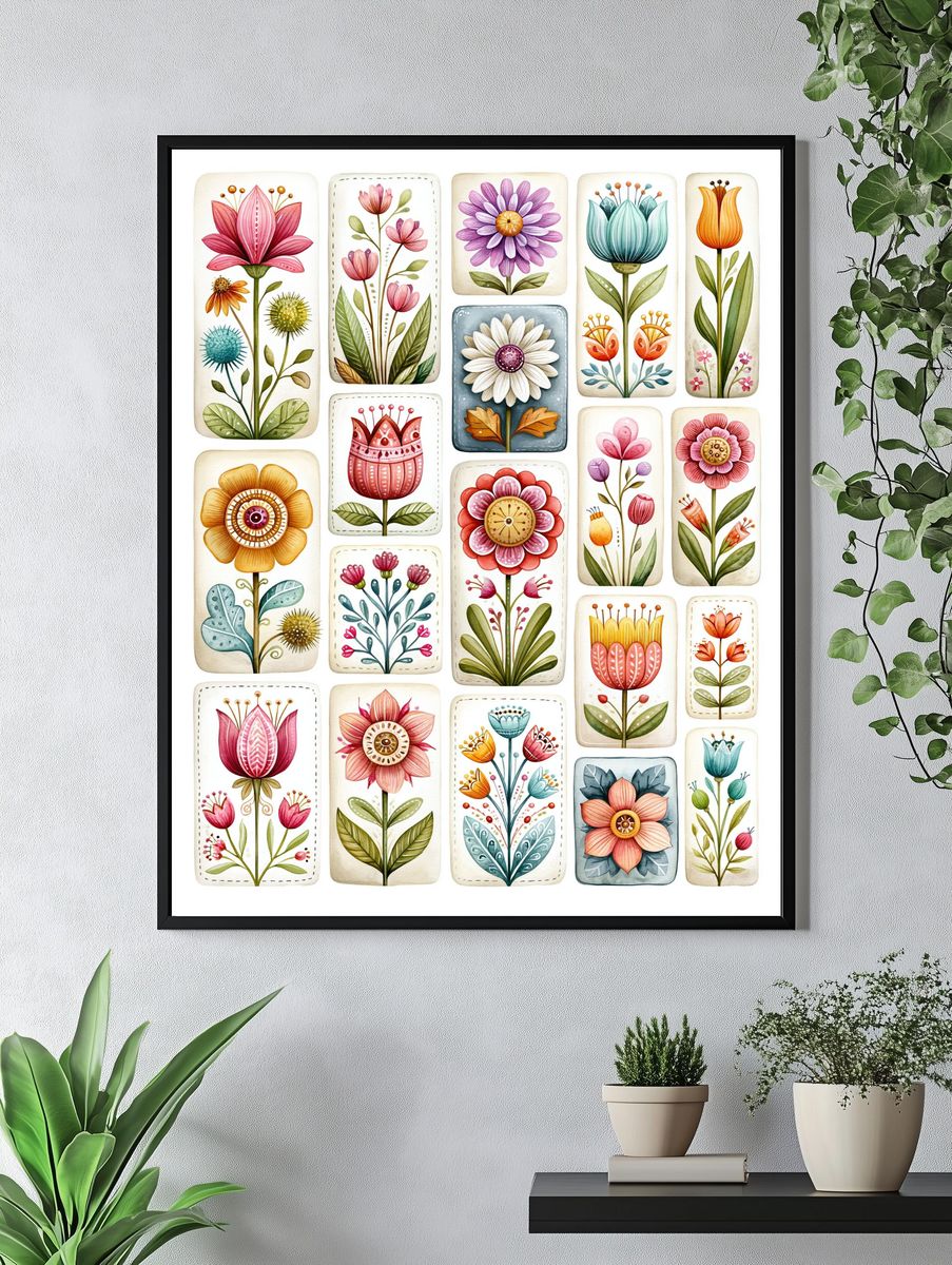 Whimsical Floral Bouquet Poster. — room view 4