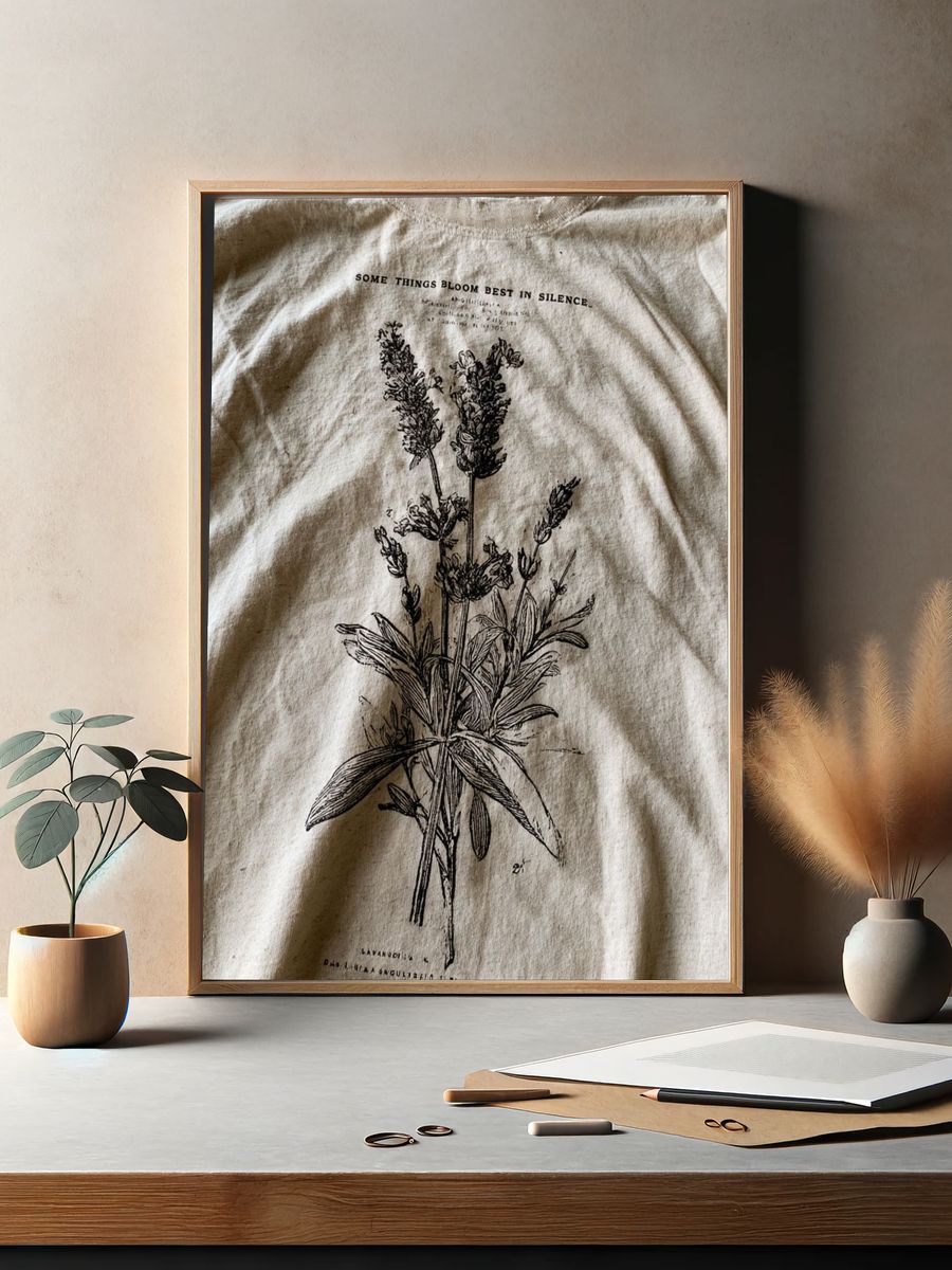 Lavender Botanical Line Art Poster. — room view 2
