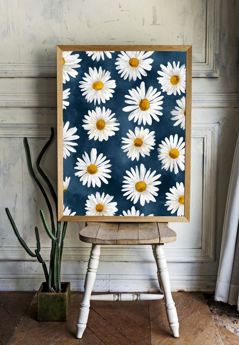 Daisy Field Watercolor Print. — room view 1