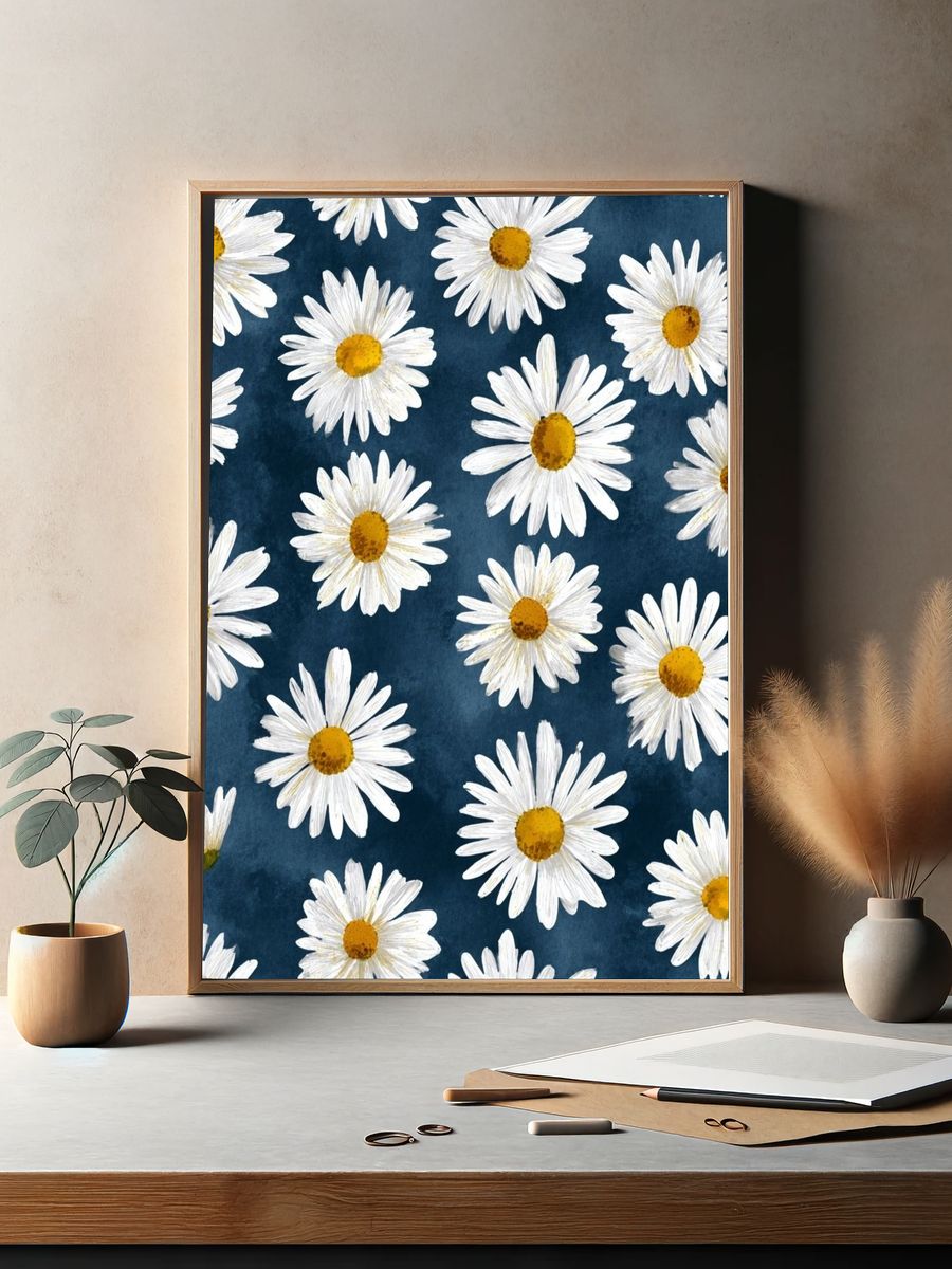 Daisy Field Watercolor Print. — room view 2