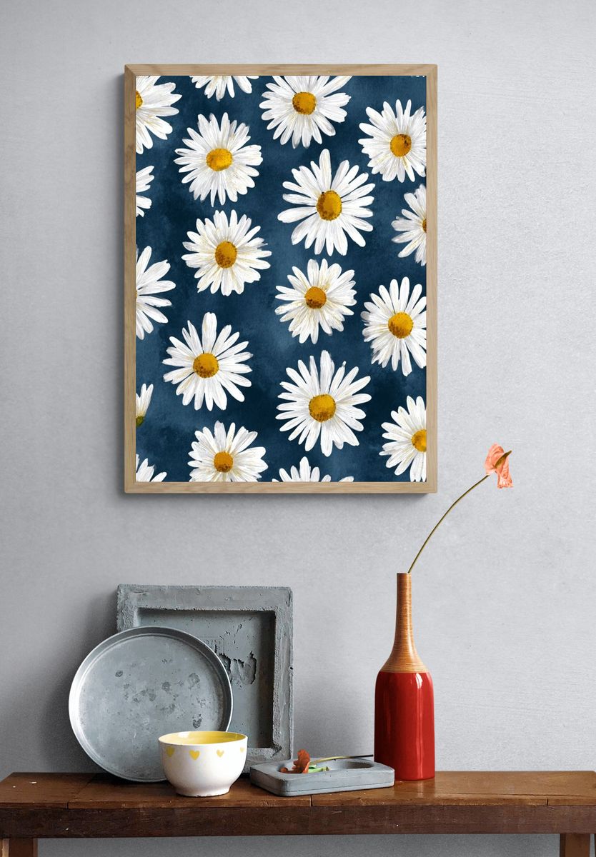 Daisy Field Watercolor Print. — room view 3