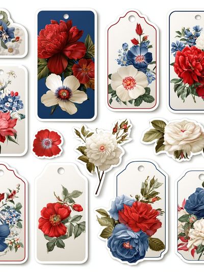Vintage Floral Tags Poster. poster