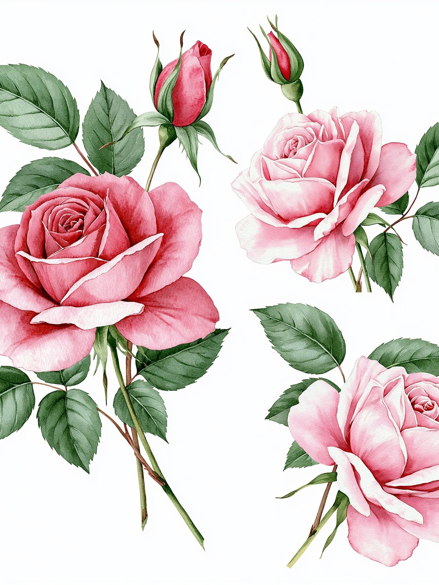 Pink Roses Watercolor Print. poster detail