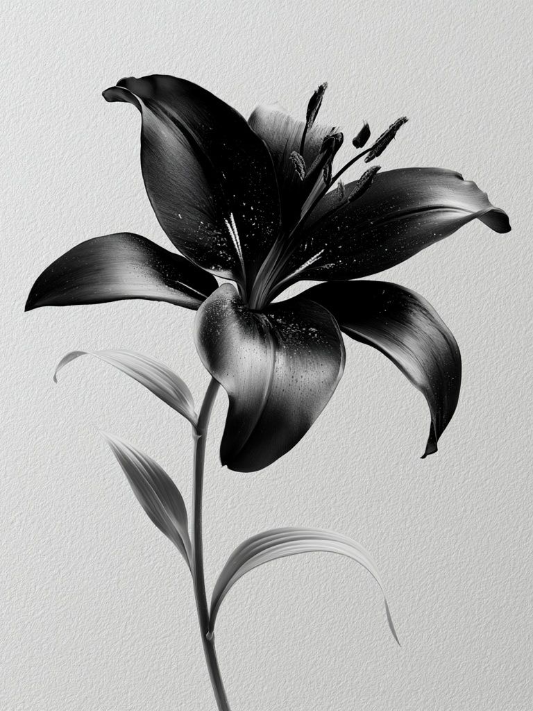Black Lily Botanical Print. poster detail