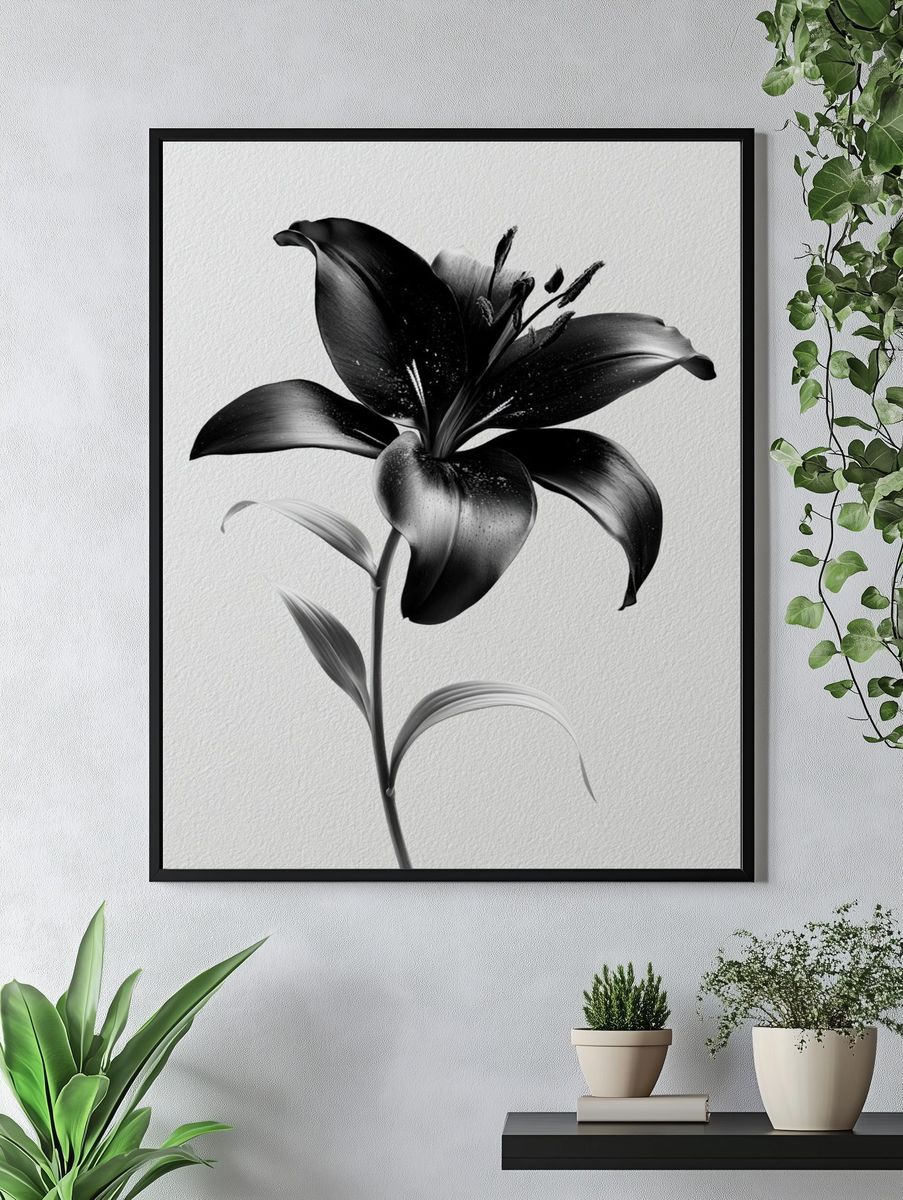 Black Lily Botanical Print. — room view 4