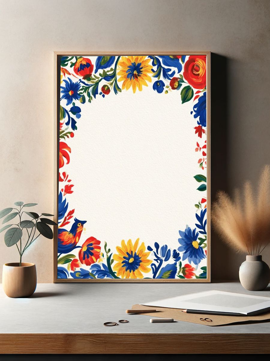 Floral Folk Border Print. — room view 2