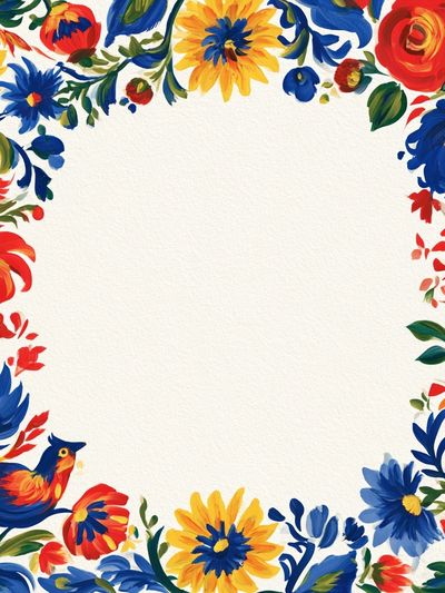 Floral Folk Border Print. poster print