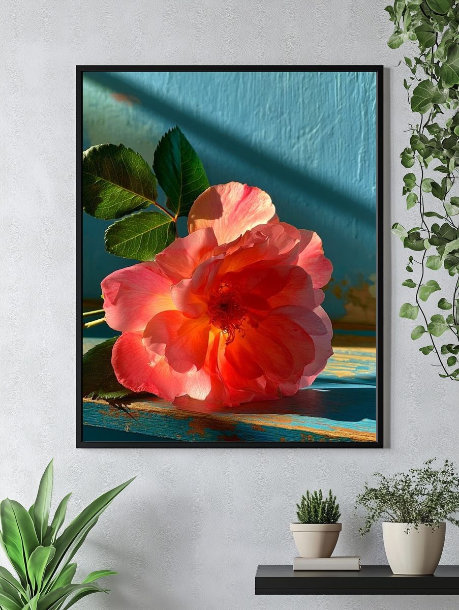 Pink Rose Botanical Print. — room view 4