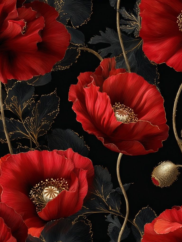 Crimson Poppy Bloom Botanical Print. poster — botanical art