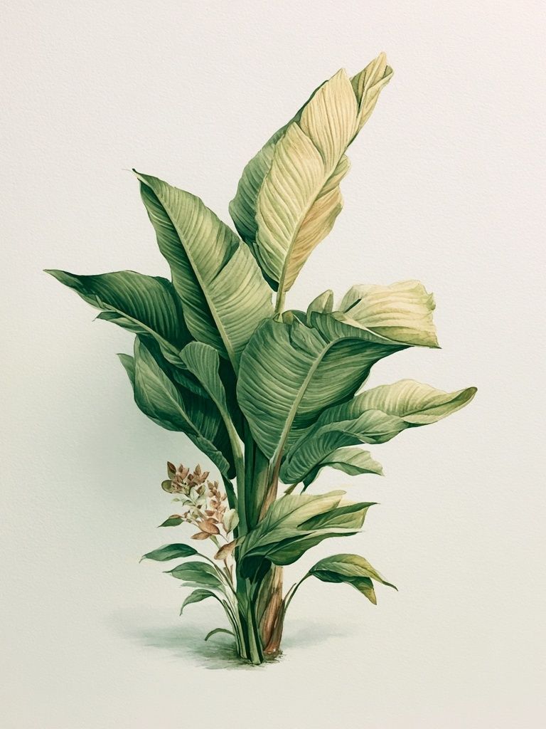 Tropical Banana Leaves Watercolor Print. poster detail