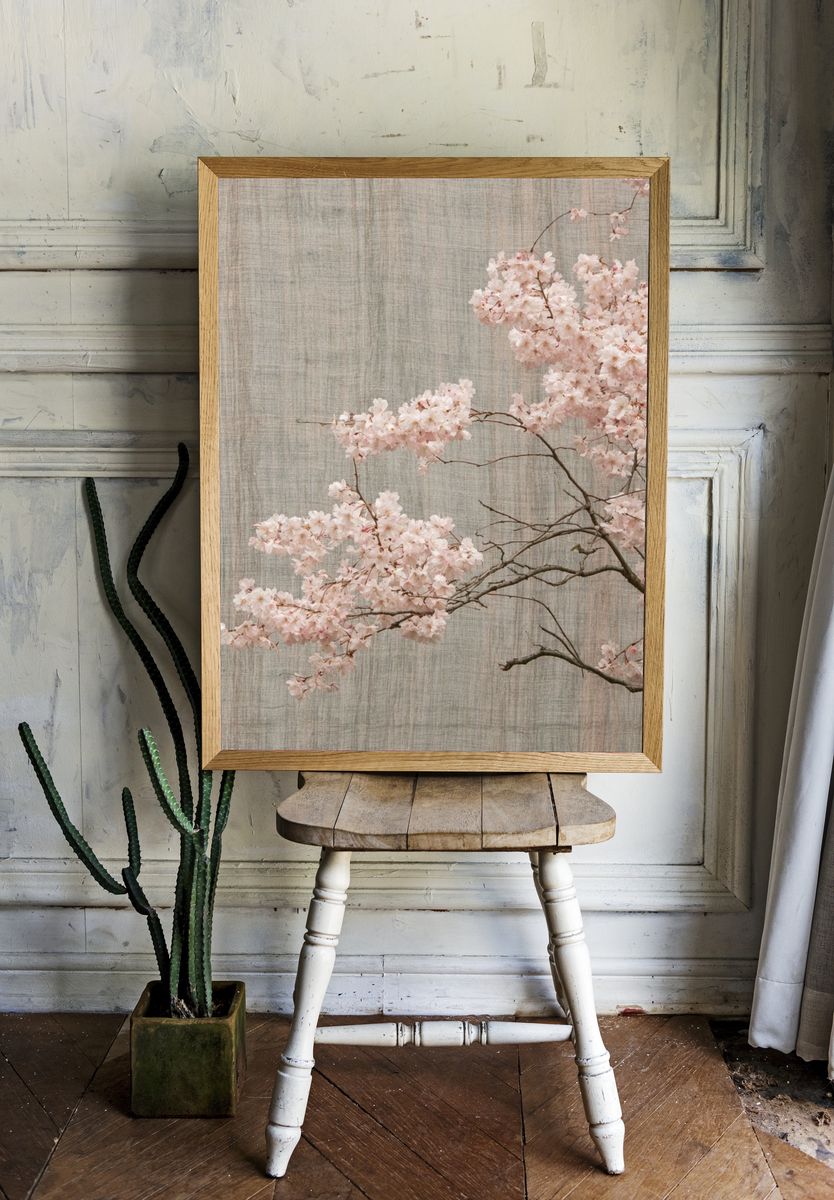 Cherry Blossom Branch Print. room preview