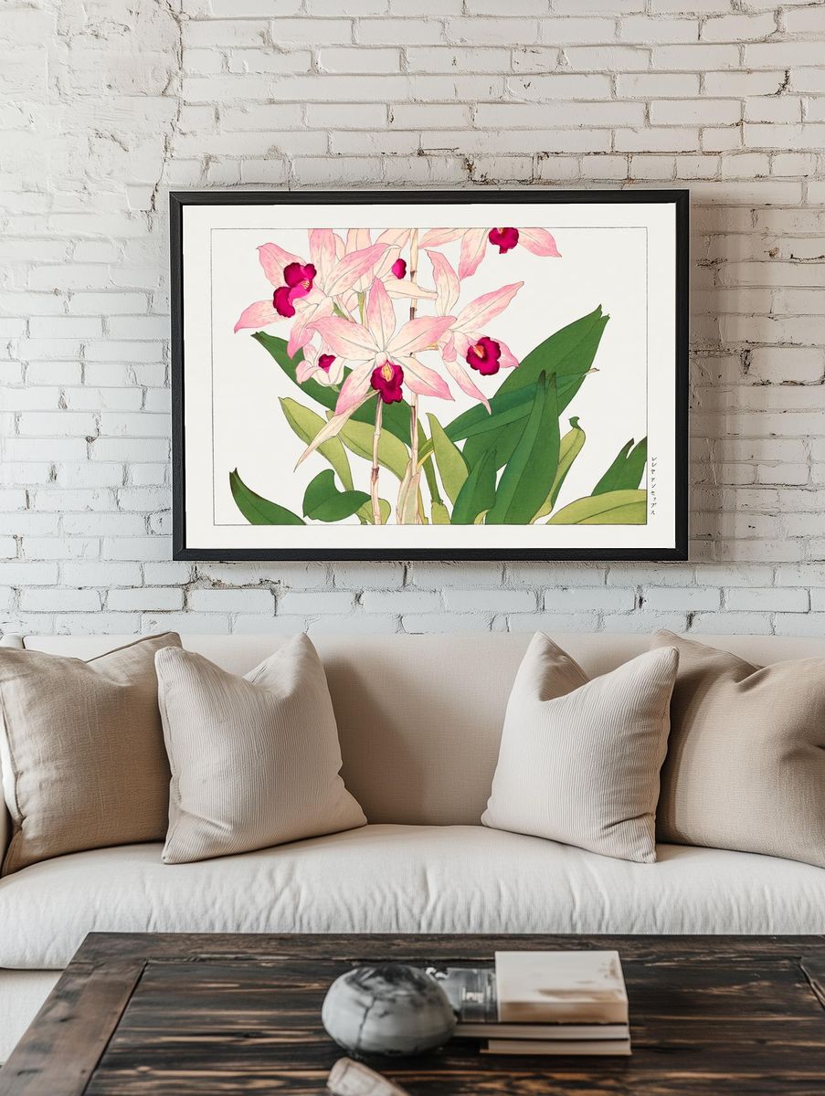 Orchid Blossoms — Botanical Print. — room view 1