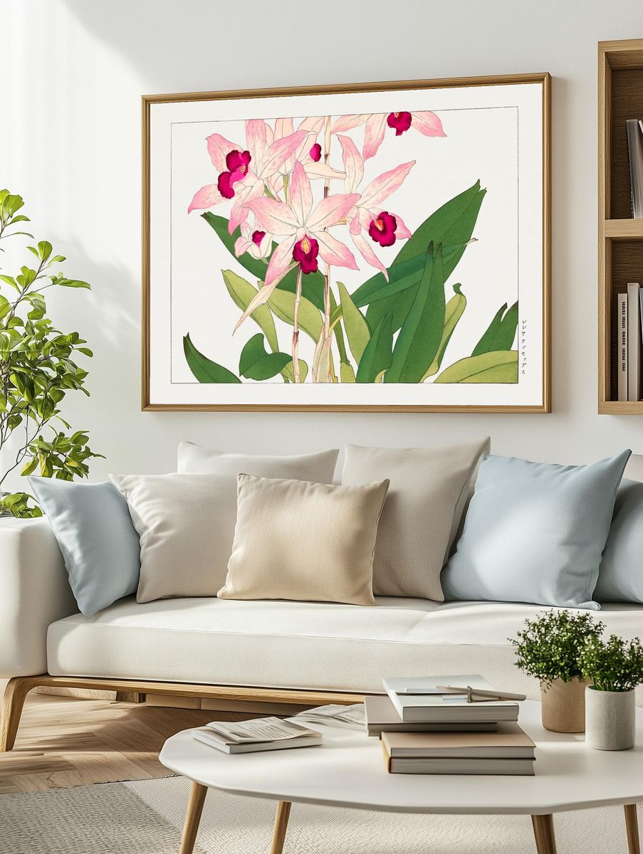 Orchid Blossoms — Botanical Print. — room view 2