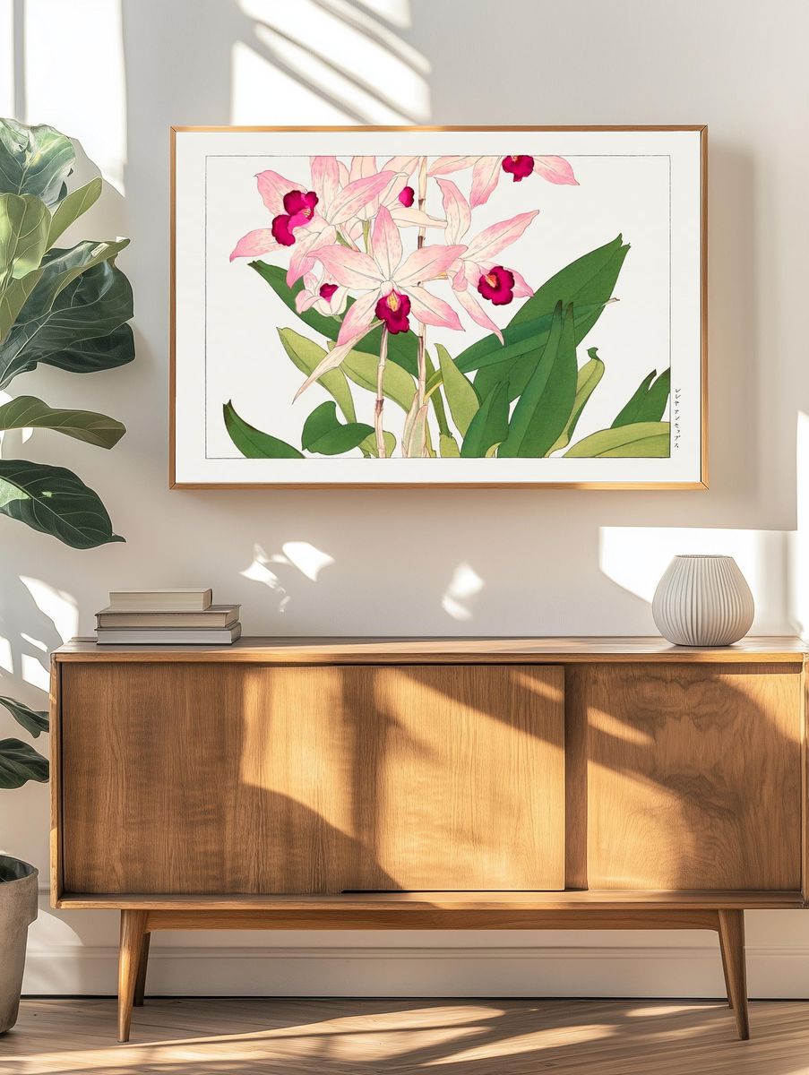 Orchid Blossoms — Botanical Print. — room view 3