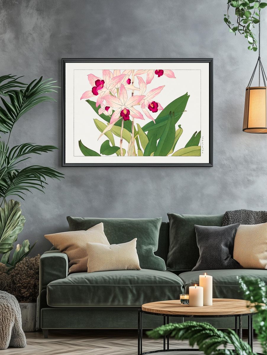 Orchid Blossoms — Botanical Print. — room view 4