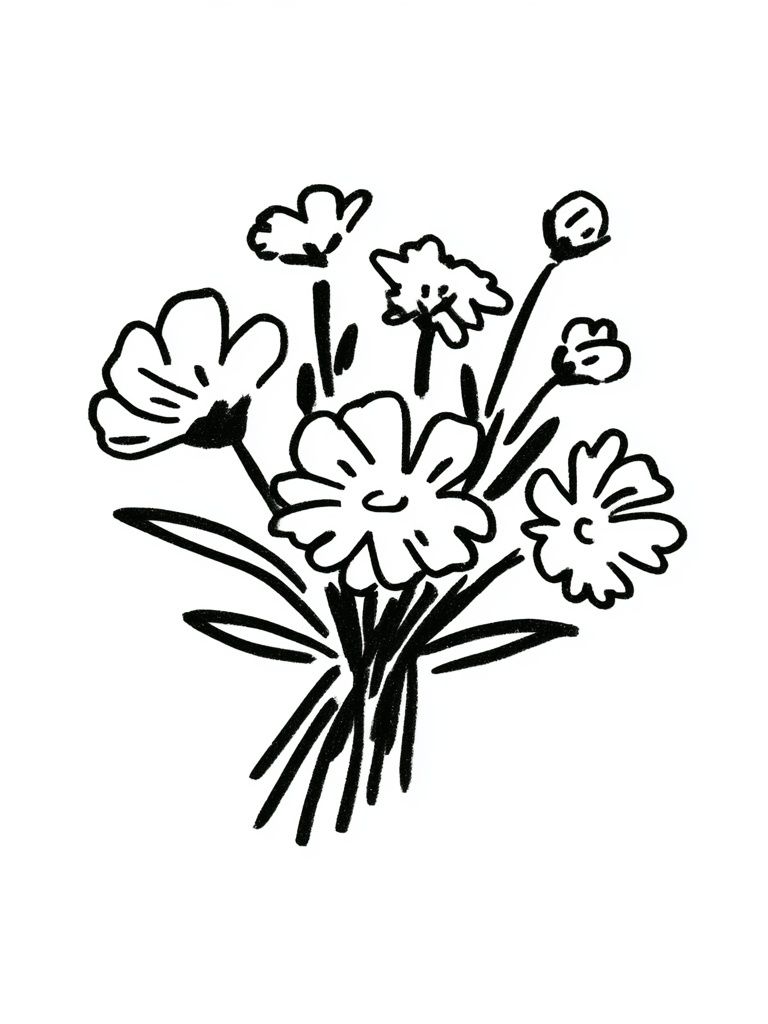 Minimal Flower Bouquet Print. poster detail