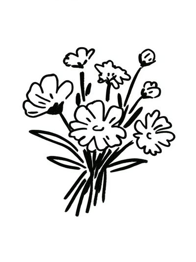 Minimal Flower Bouquet Print.