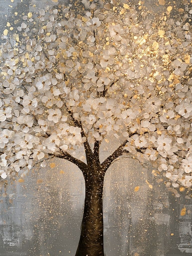 Golden Blossom Tree Print. poster detail