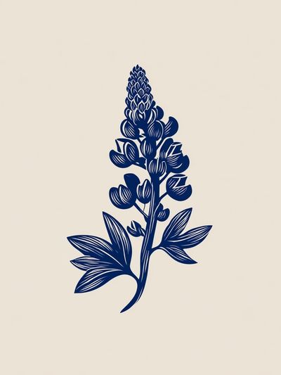 Blue Botanical Line Art Poster. poster