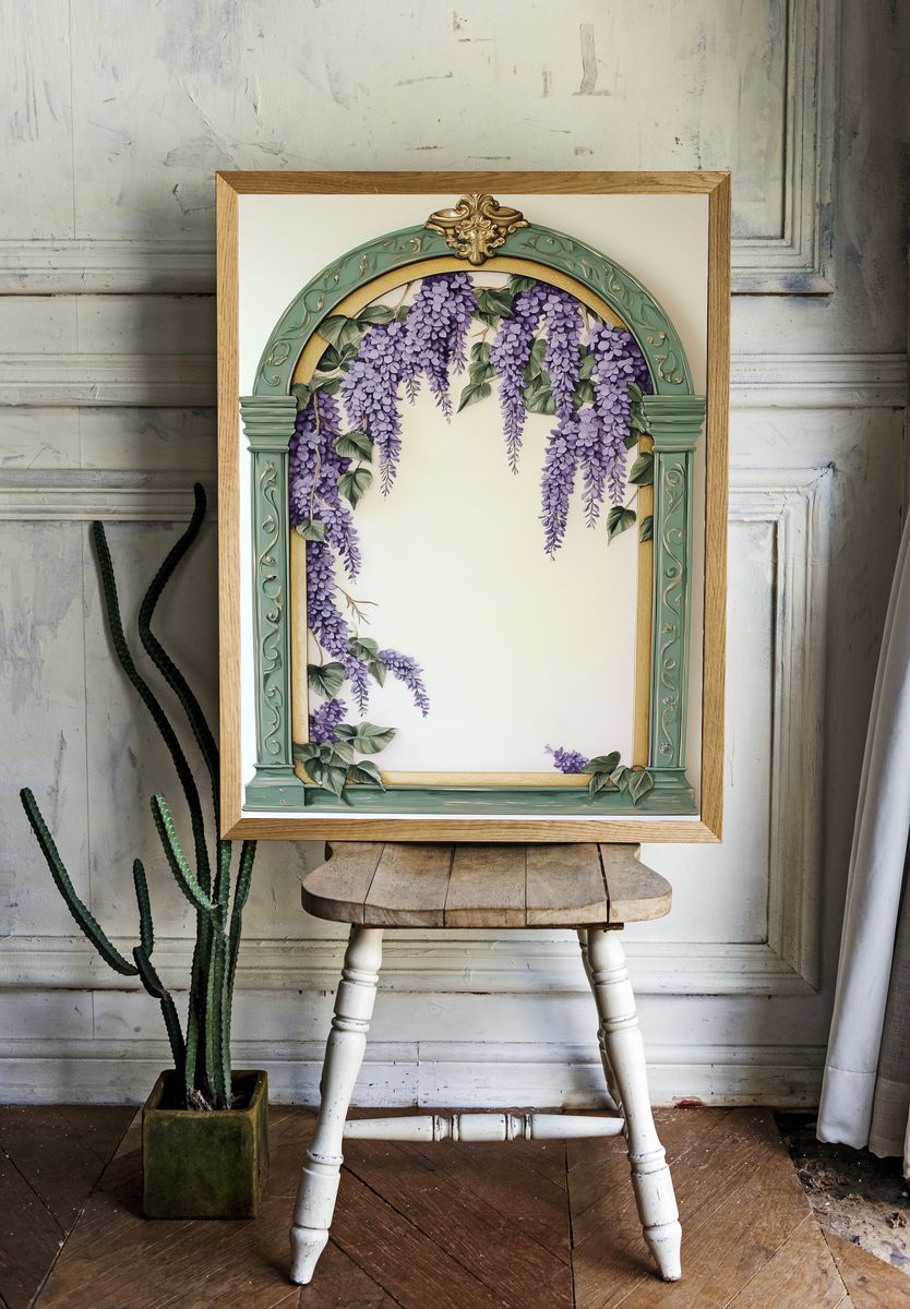 Wisteria Arch Botanical Print. room preview
