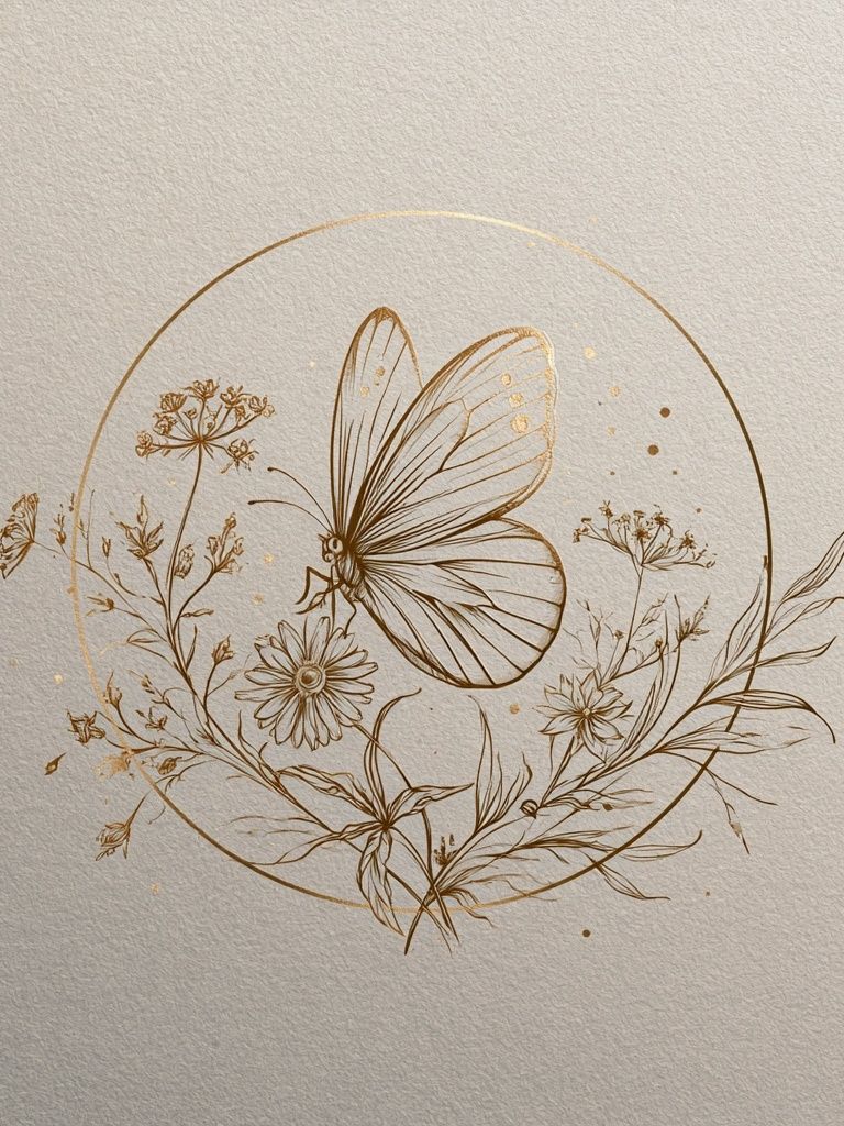 Butterfly Botanical Line Art Poster. poster — botanical art