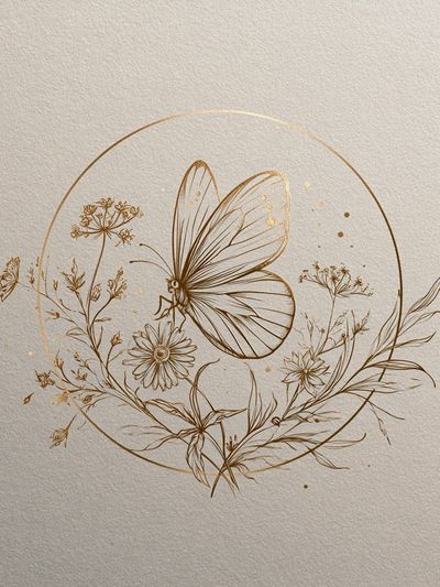 Butterfly Botanical Line Art Poster.