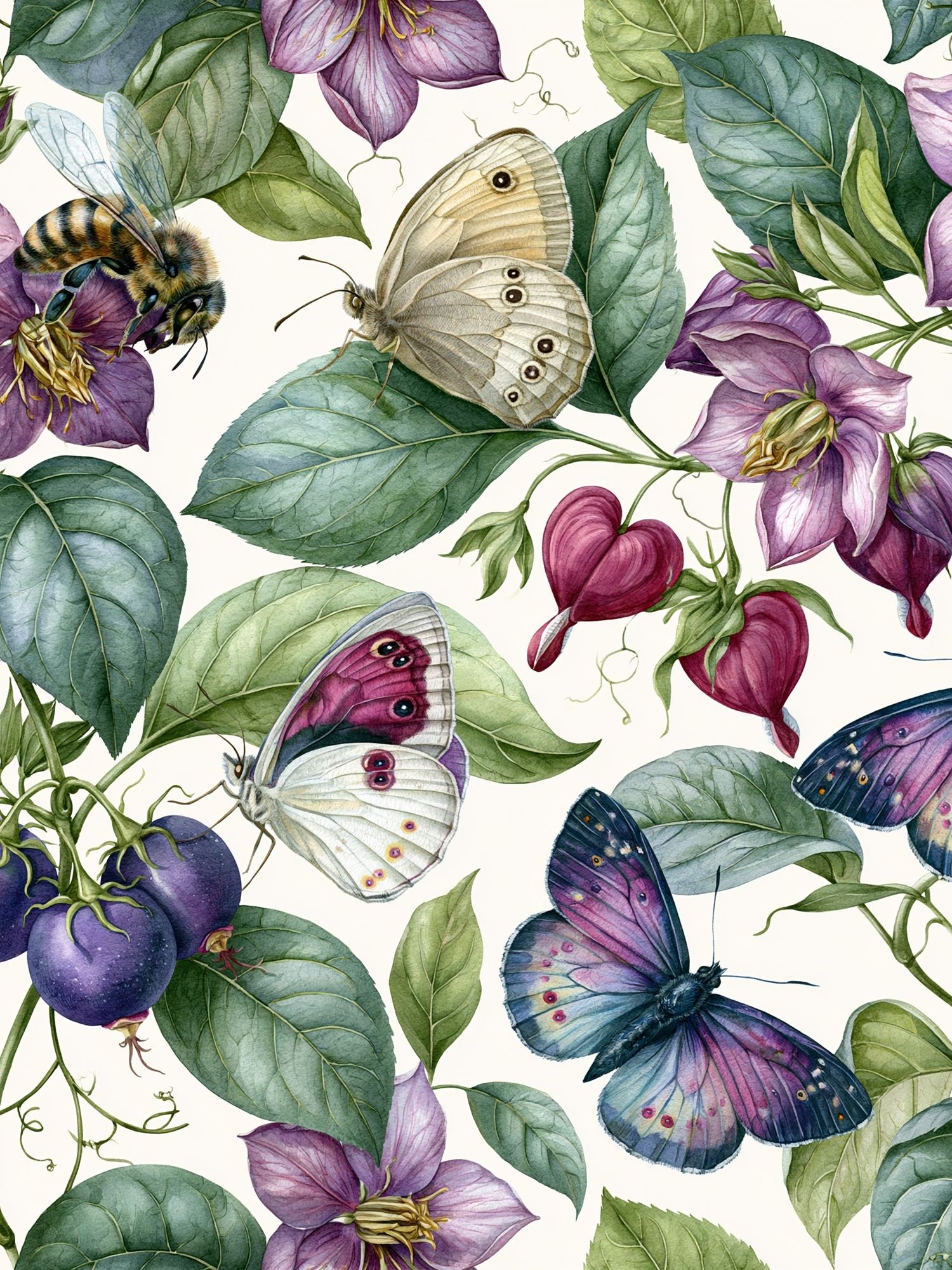 Butterflies and Blooms Botanical Poster. poster detail