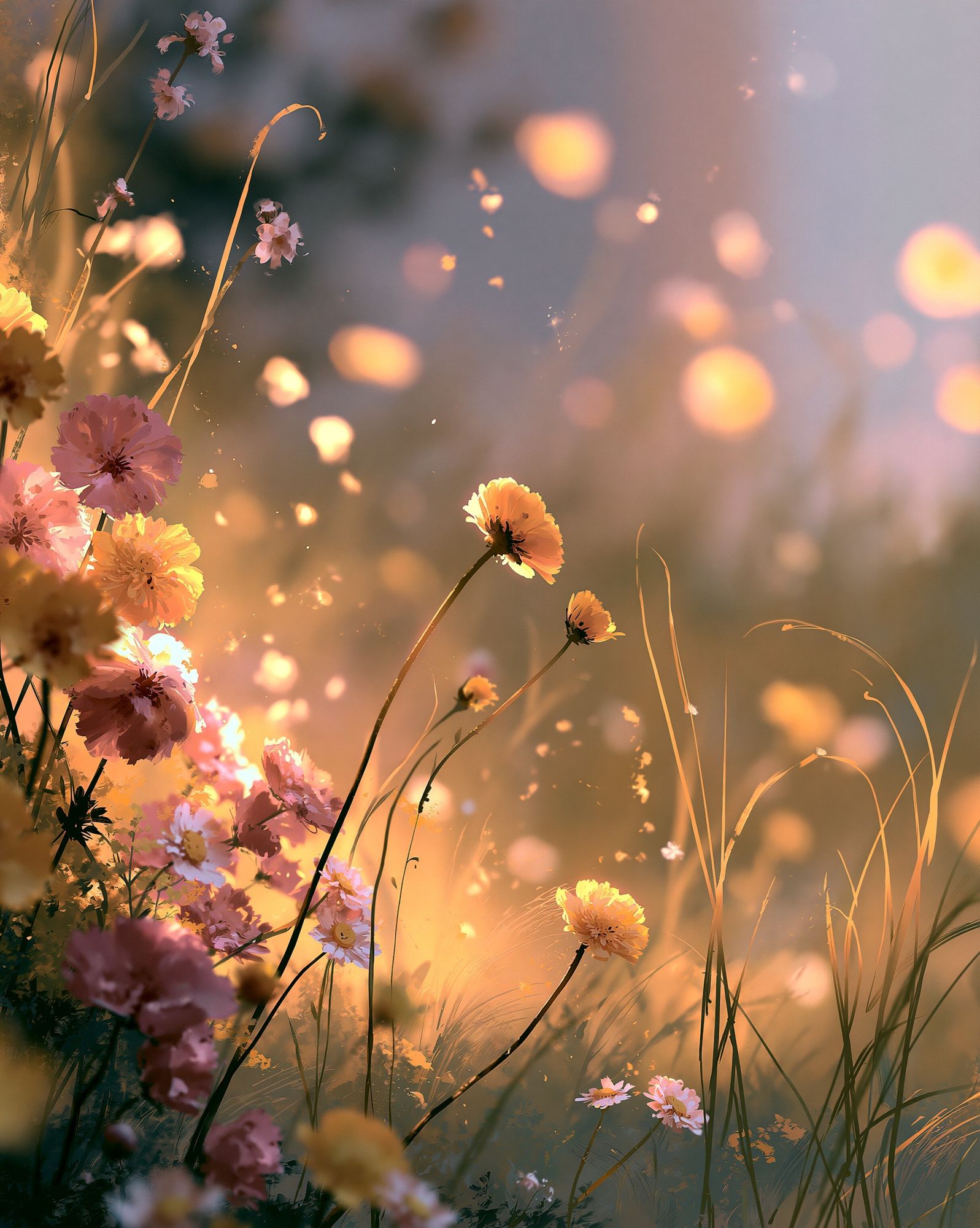 Sunlit Wildflowers Illustration Poster. poster detail
