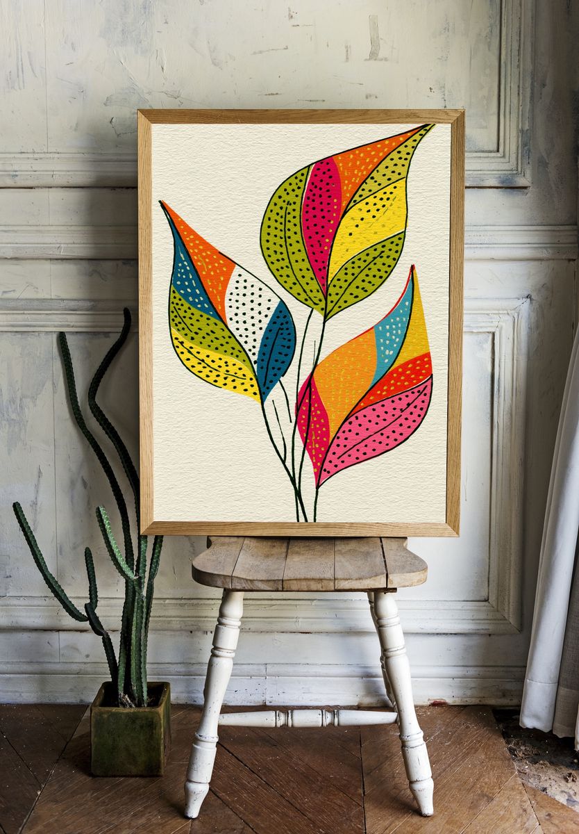 Colorful Leaf Botanical Poster. room preview