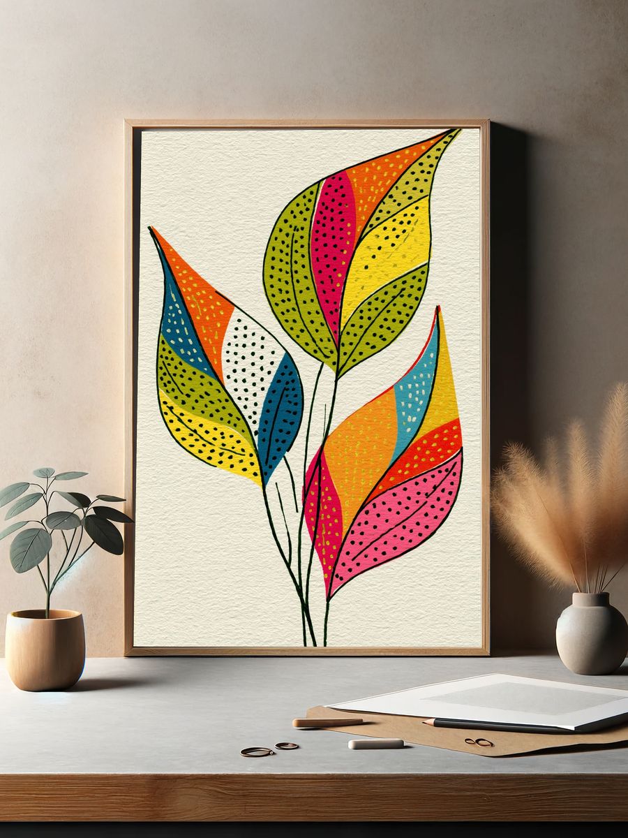 Colorful Leaf Botanical Poster. — room view 2