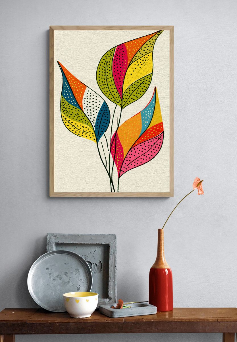 Colorful Leaf Botanical Poster. — room view 3