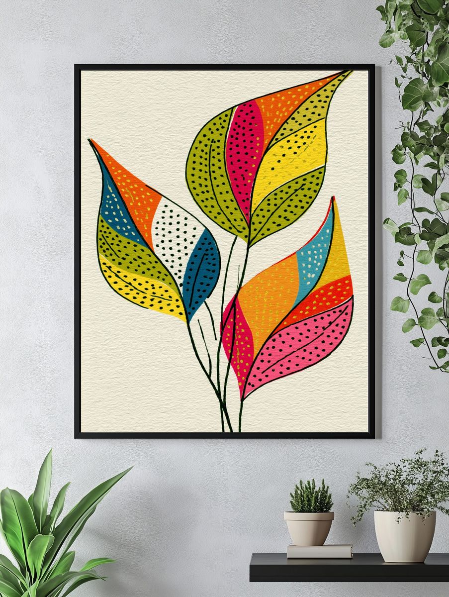 Colorful Leaf Botanical Poster. — room view 4