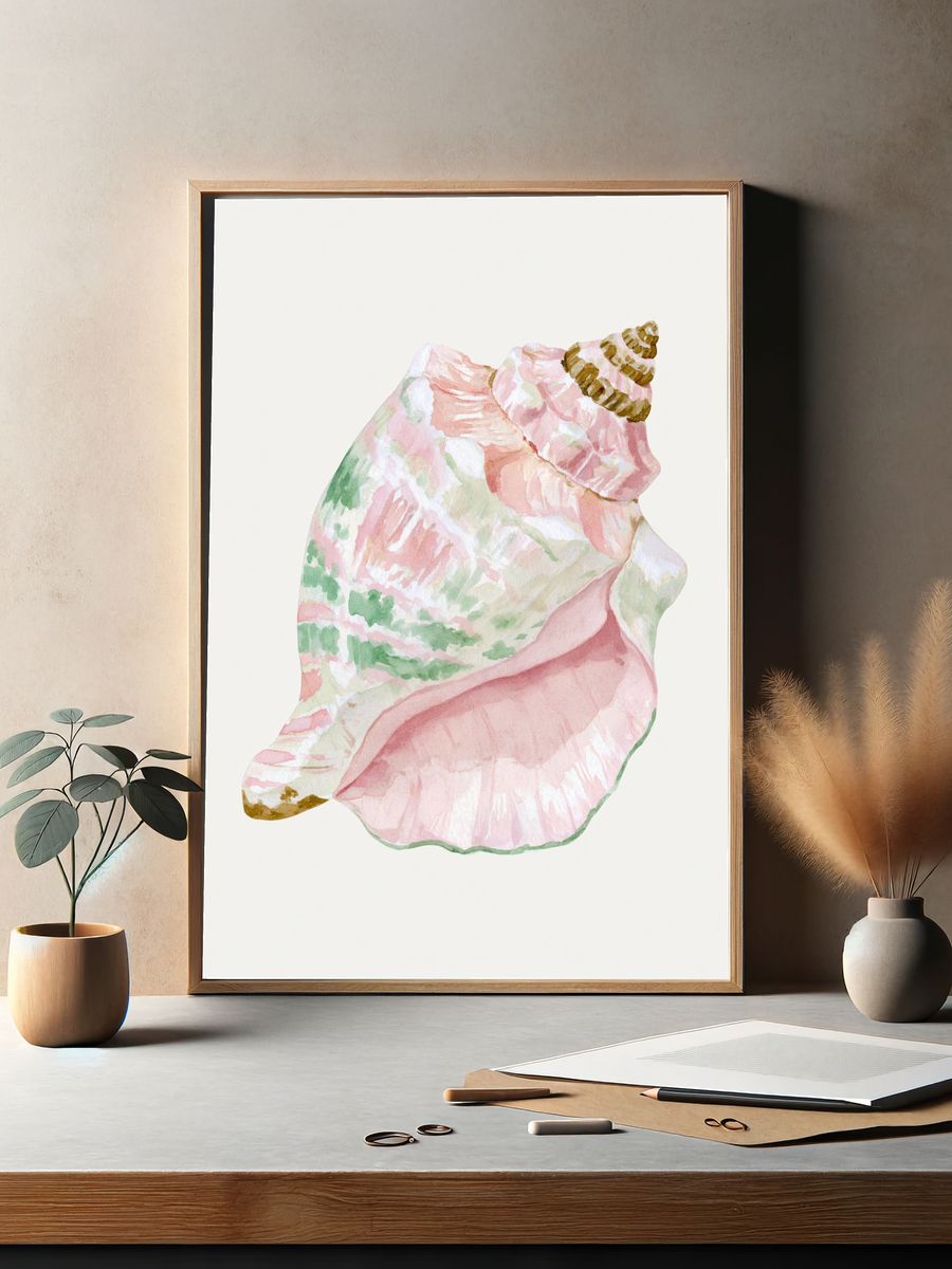 Pastel Seashell Watercolor Print. — room view 2