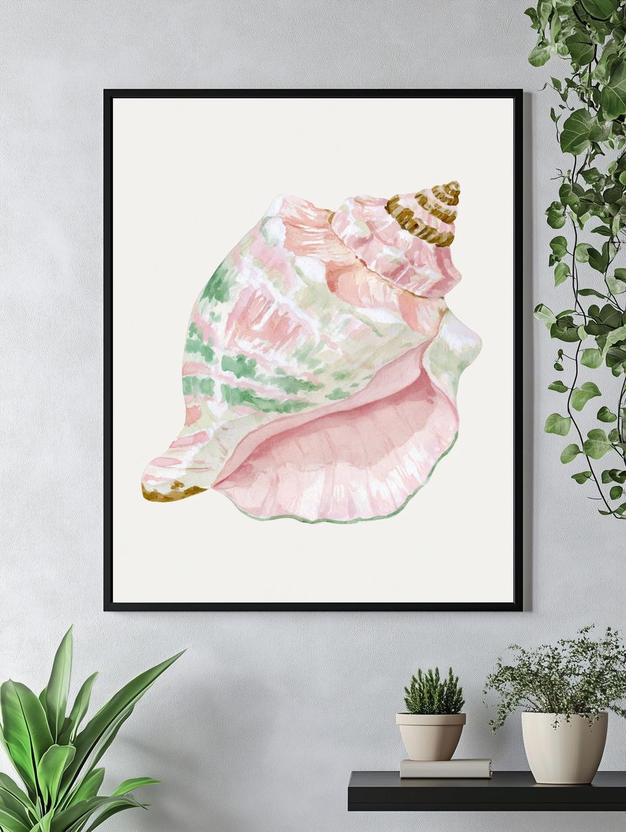 Pastel Seashell Watercolor Print. — room view 4