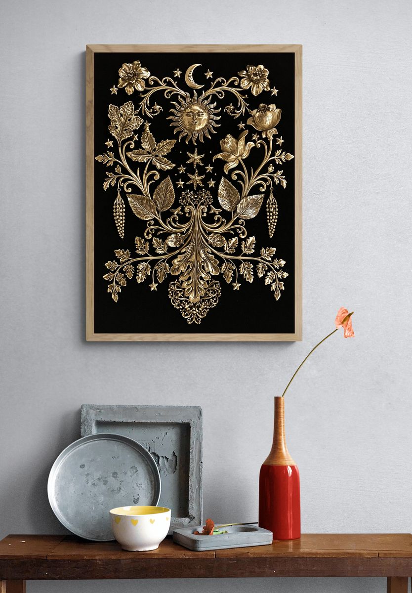 Celestial Botanical Gilded Poster. — room view 3